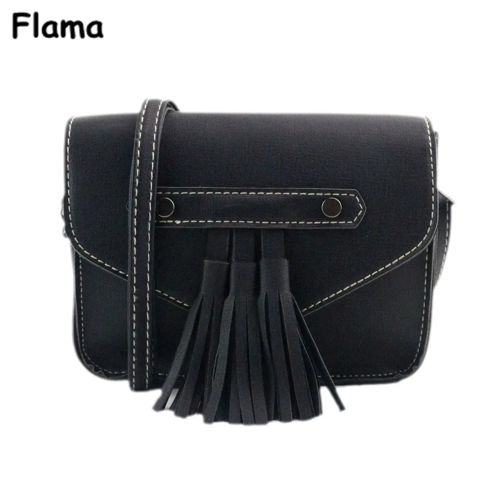 Flama Women Messenger Crossbody Bags Vintage Tassel Handbag Messenger Saddle Shoulder Bag Bolsos Femenina