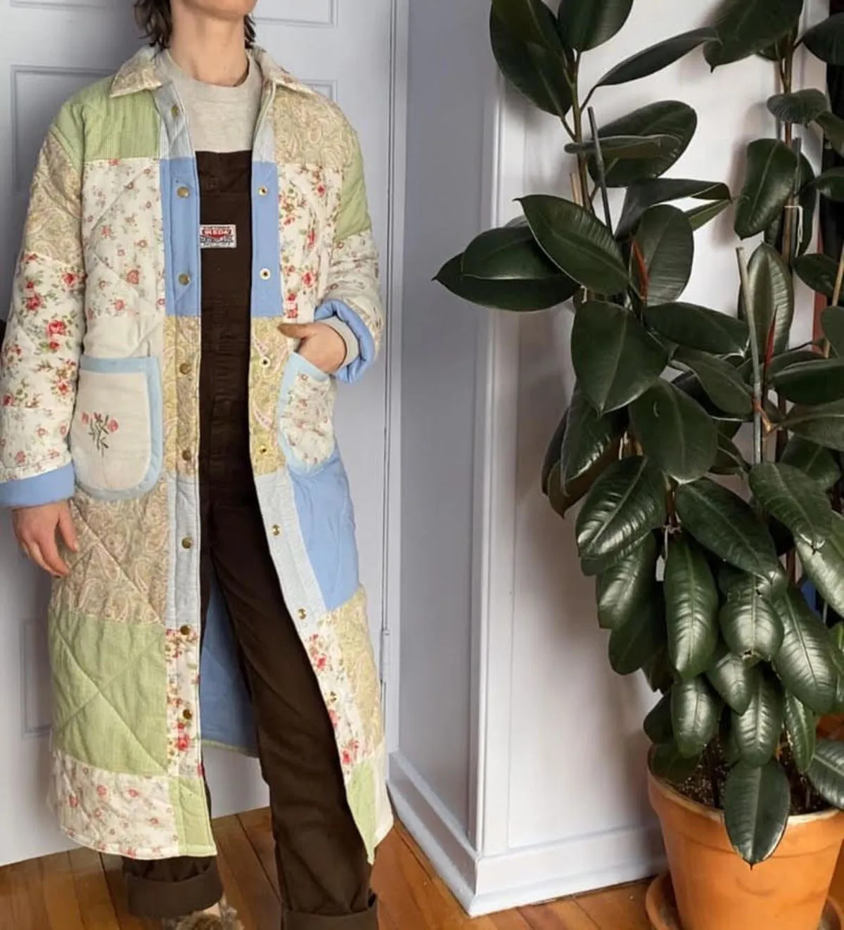 Floral Duster Quilt Coat - Pastel Patchwork