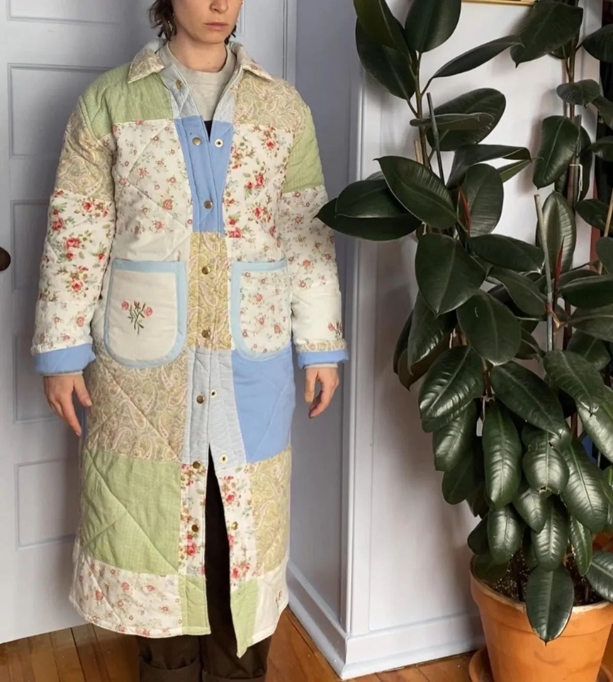 Floral Duster Quilt Coat - Pastel Patchwork