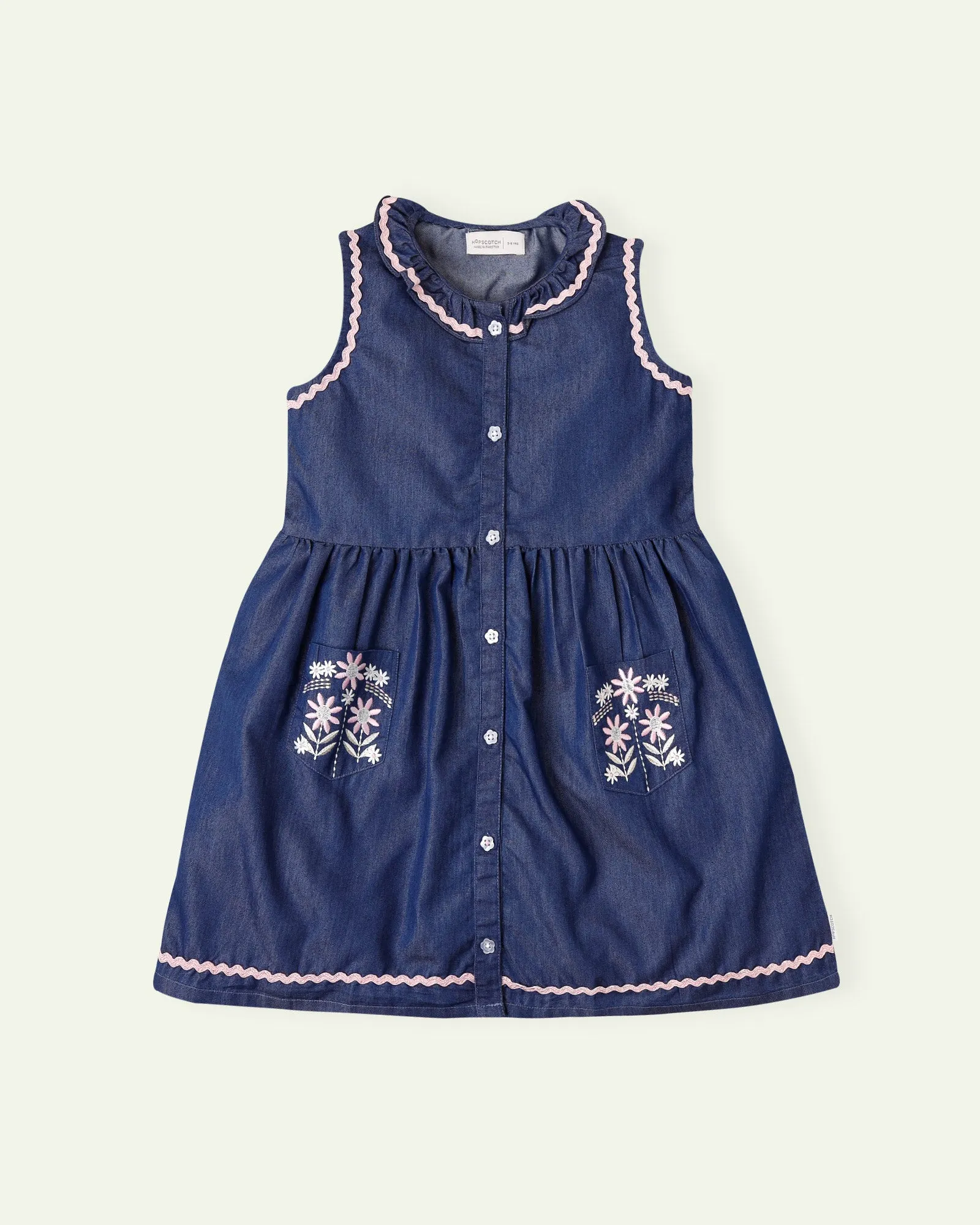 Floral Embroidered Denim Dress