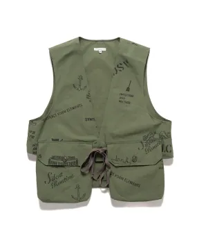 Fowl Vest Graffiti Print Ripstop Olive