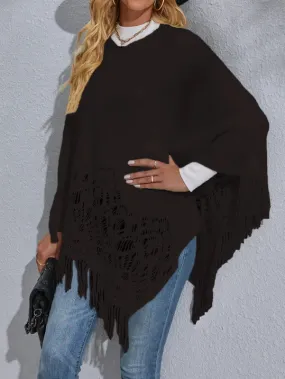 Fringe Poncho (Black)