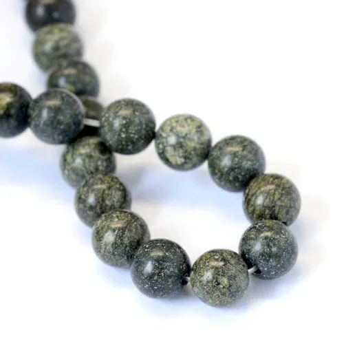 Gemstone Beads, Serpentine/Green Lace Stone, Natural, Round, 8-8.5mm