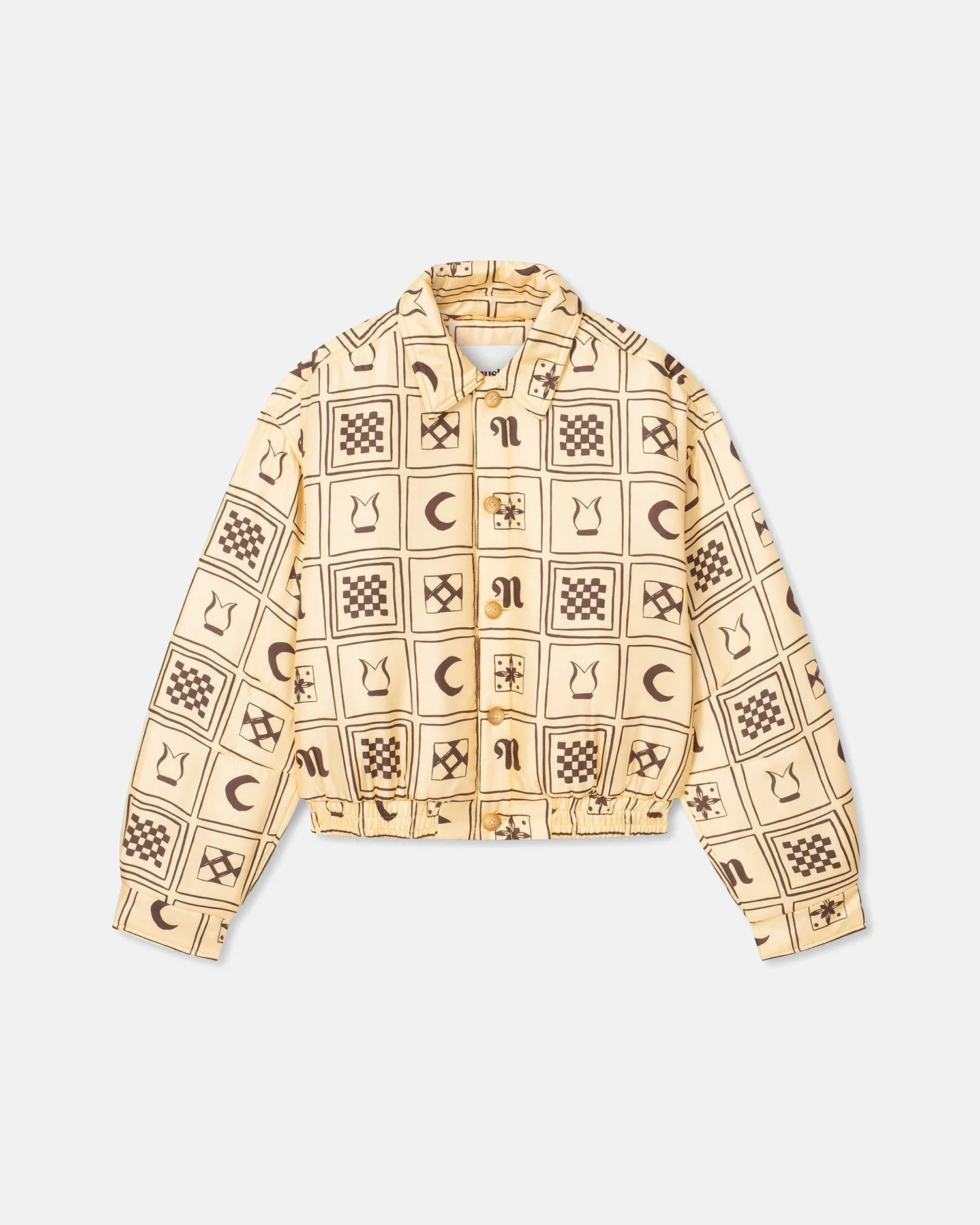 Gino - Printed Silk-Twill Jacket - Apricot Kopjafa