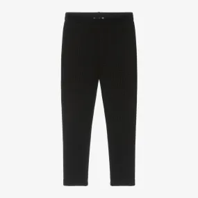 Girls Flocked Black Dogstooth Leggings