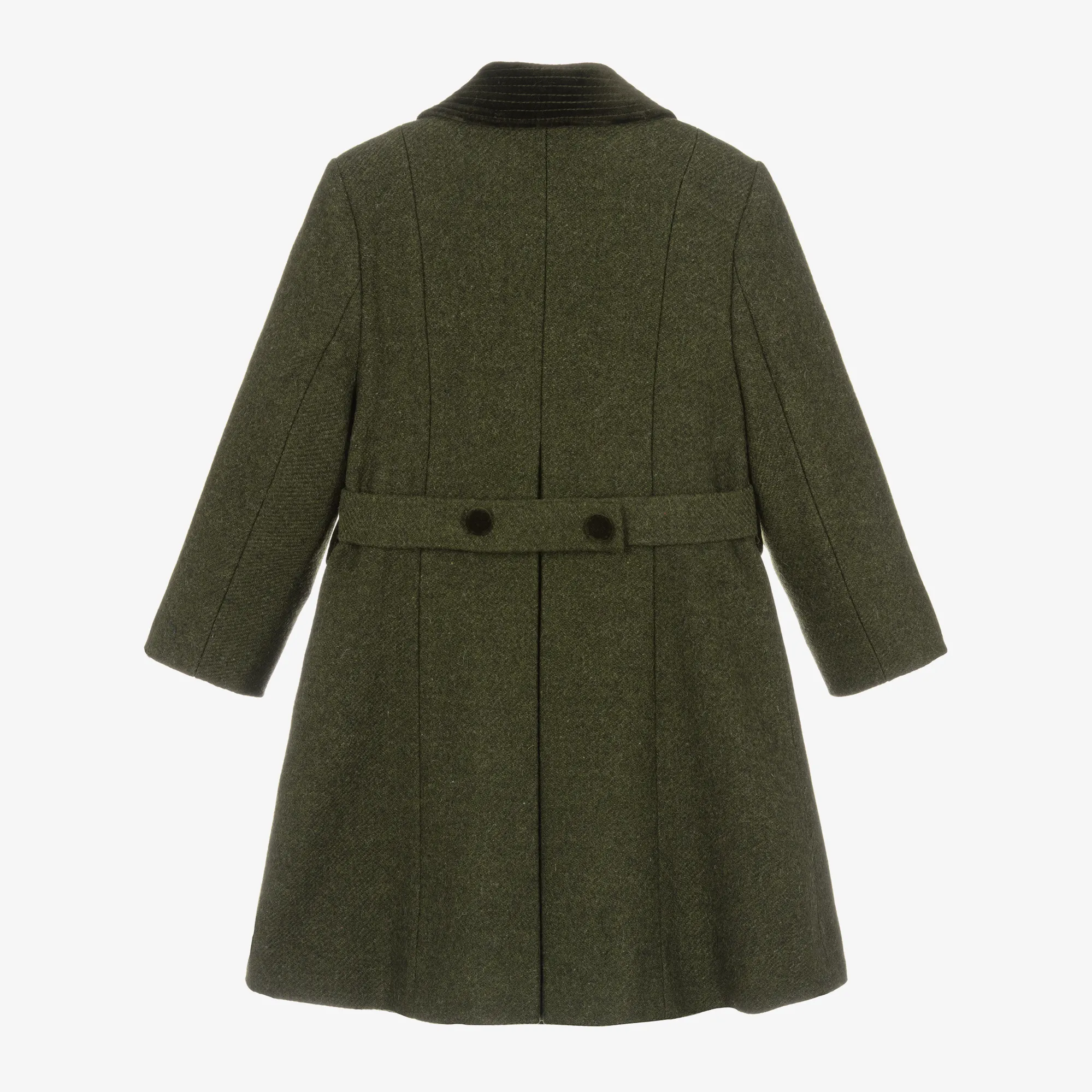 Girls Green Collared Wool Coat