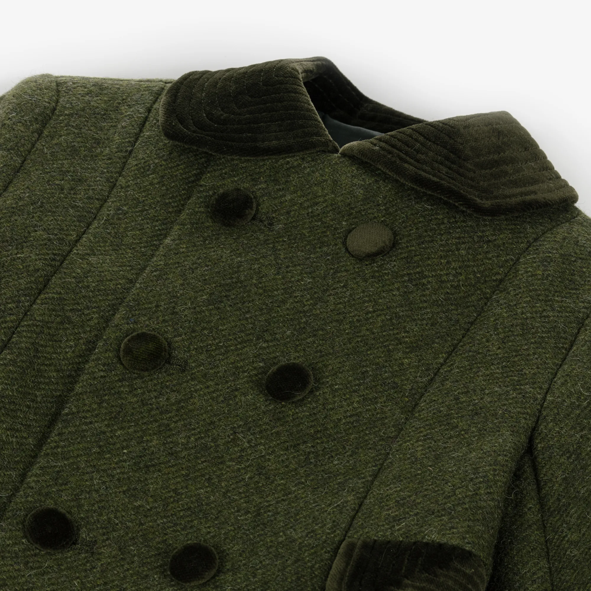 Girls Green Collared Wool Coat