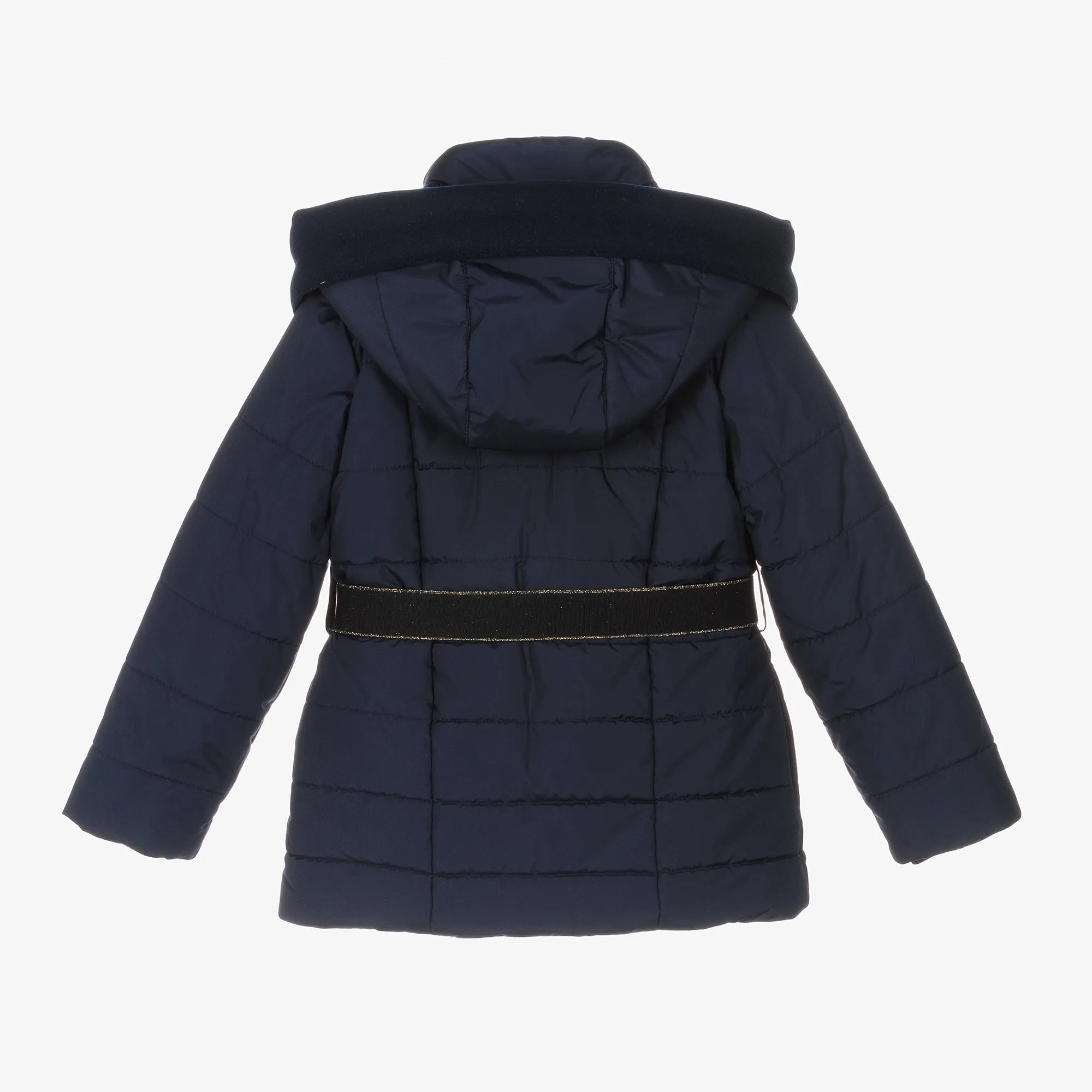 Girls Navy Blue Hooded Puffer Coat 