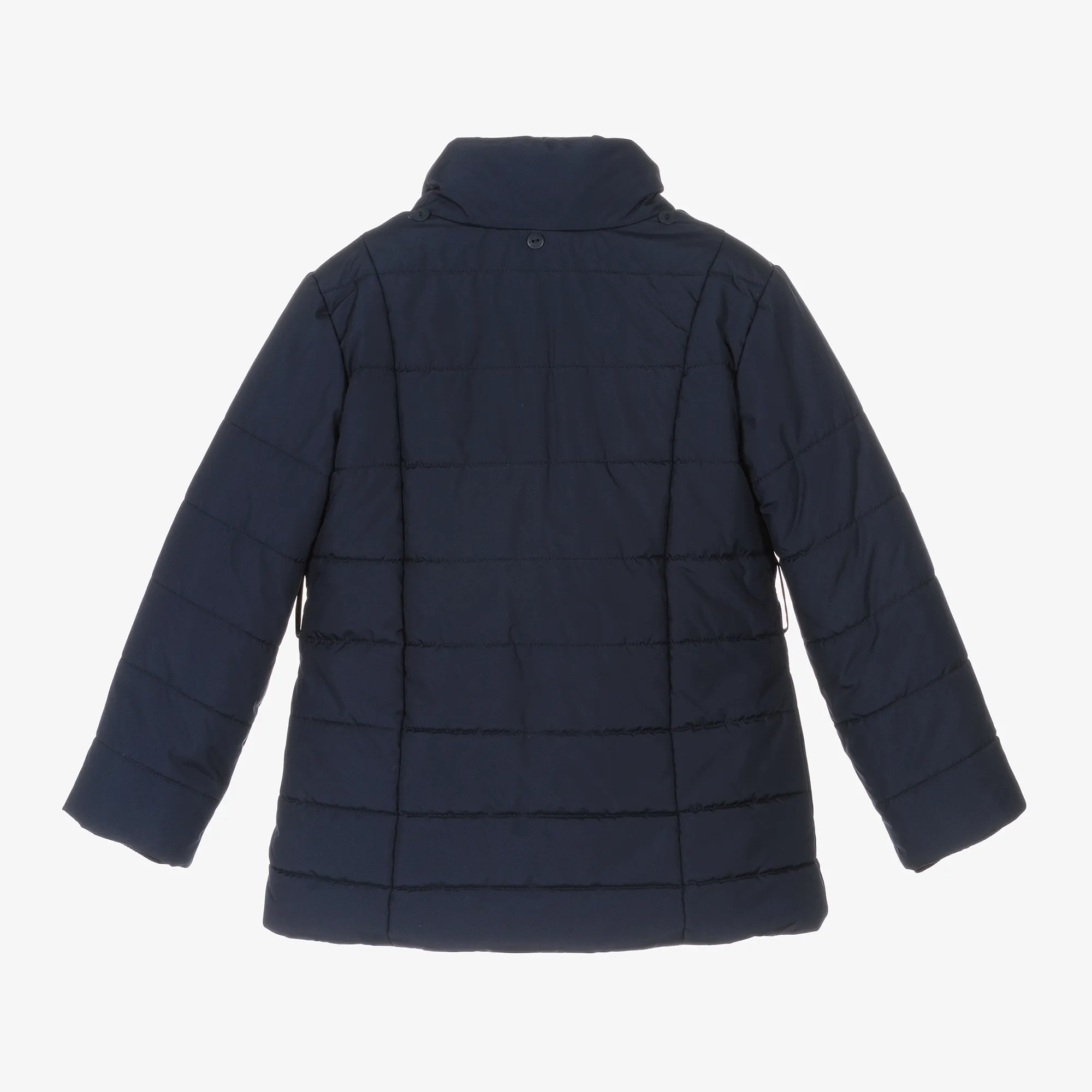 Girls Navy Blue Hooded Puffer Coat 