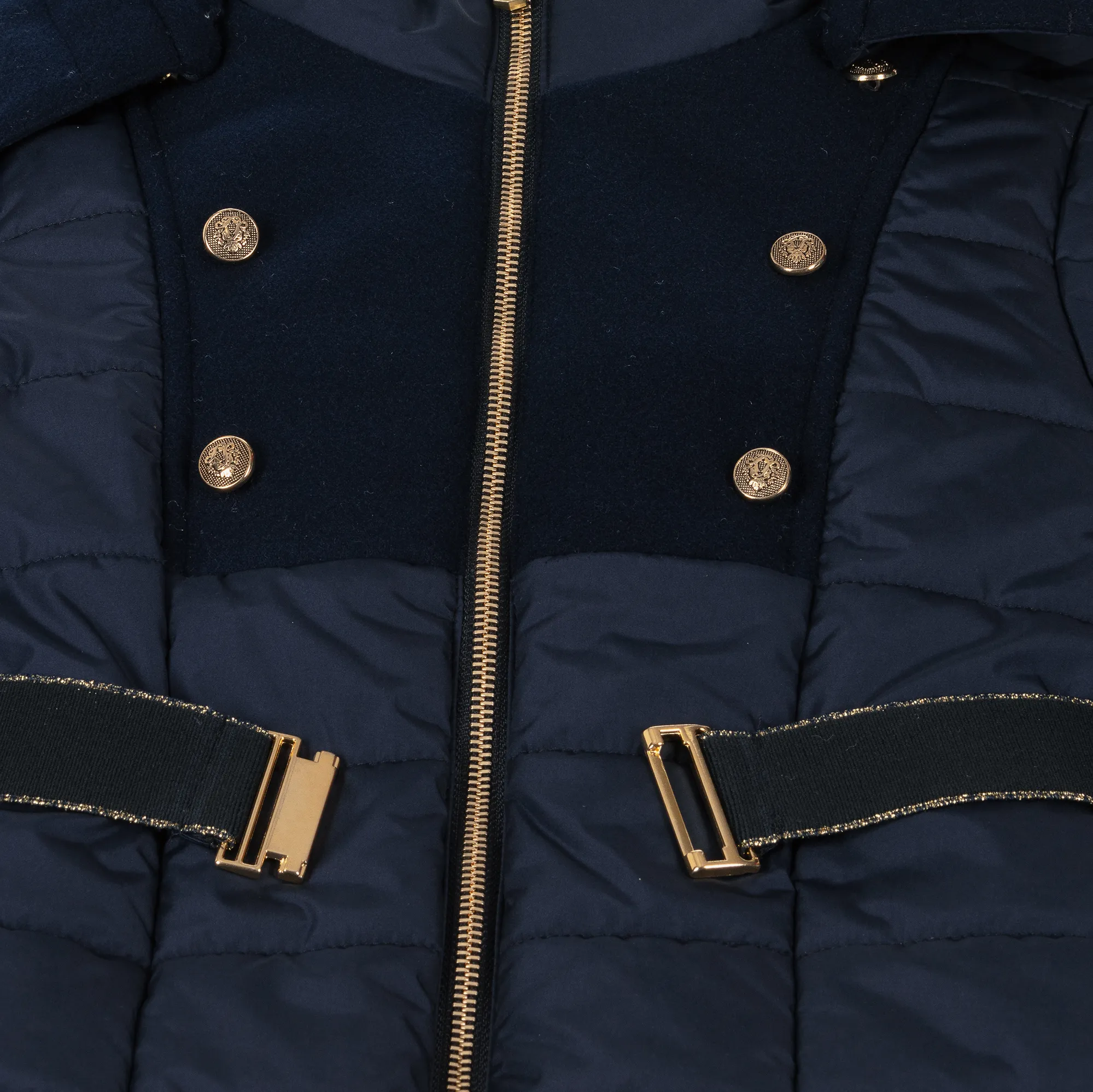 Girls Navy Blue Hooded Puffer Coat 