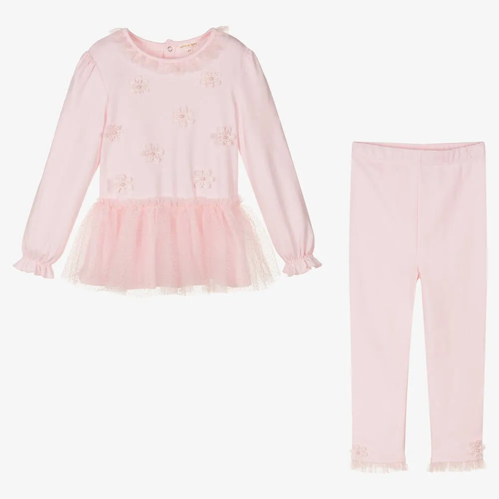 Girls Pink Dress & Leggings Set