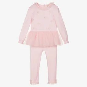 Girls Pink Dress & Leggings Set