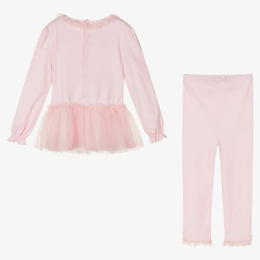 Girls Pink Dress & Leggings Set