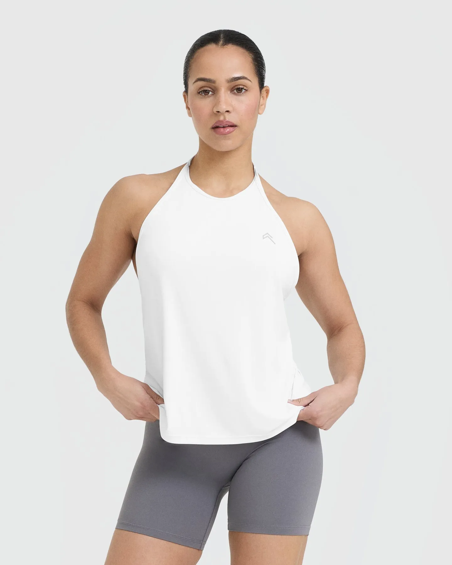 Go To High Neck Loose Crop Vest | White