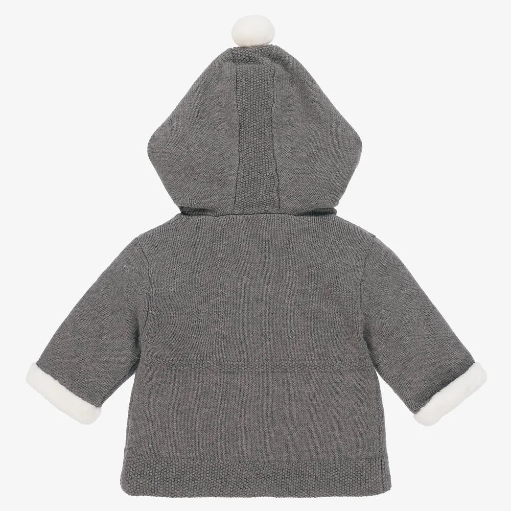 Grey Cotton Knit Baby Pram Coat