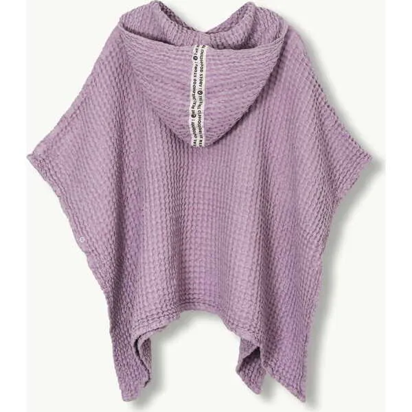 Happymess Linen Waffle Hood Poncho, Lavender