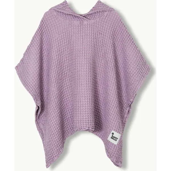 Happymess Linen Waffle Hood Poncho, Lavender