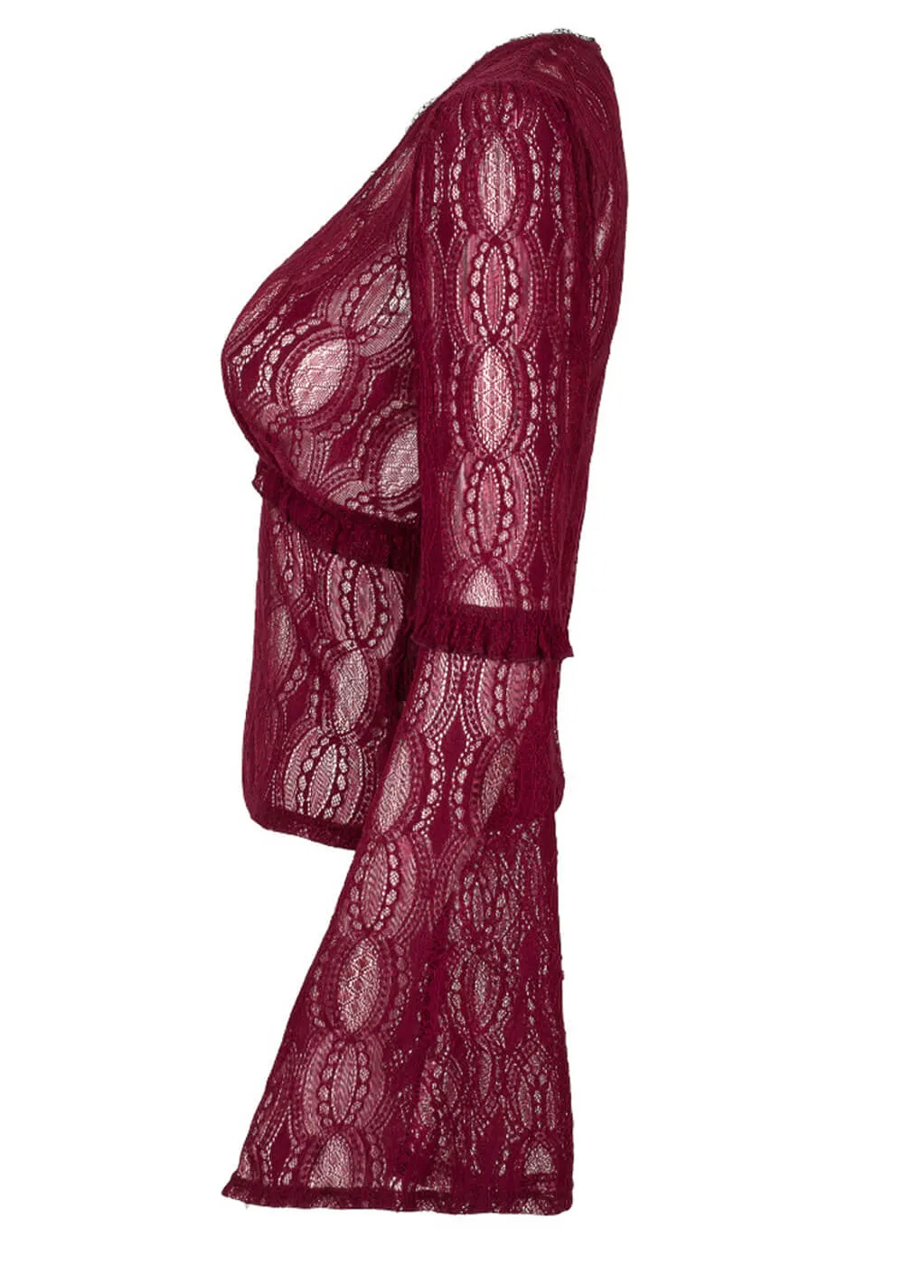 Hell Bunny Rhea Lace 70's Top Burgundy