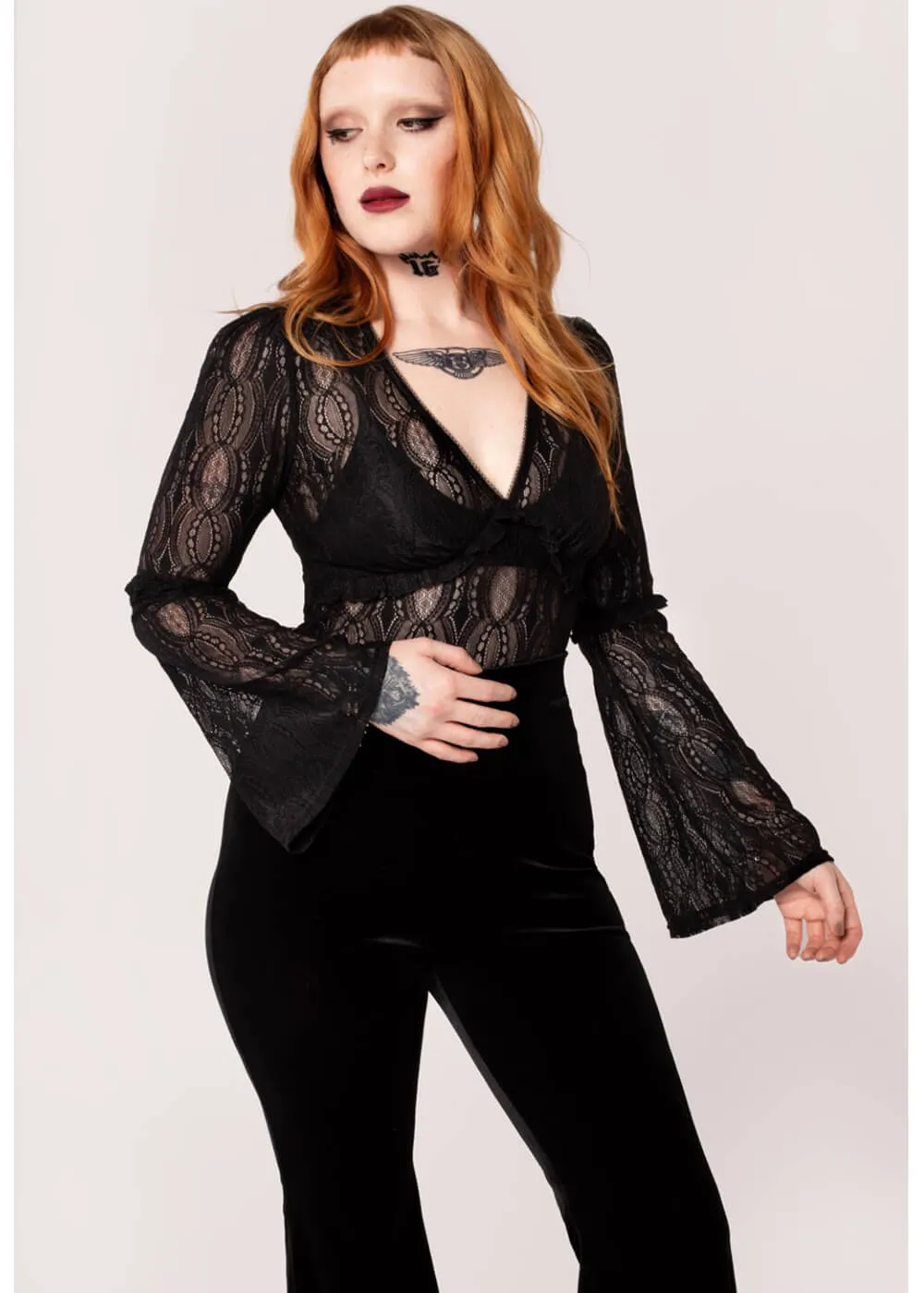 Hell Bunny Rhea Lace Top Black