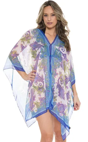 JP1606 Silky Paisley Print Chiffon Poncho