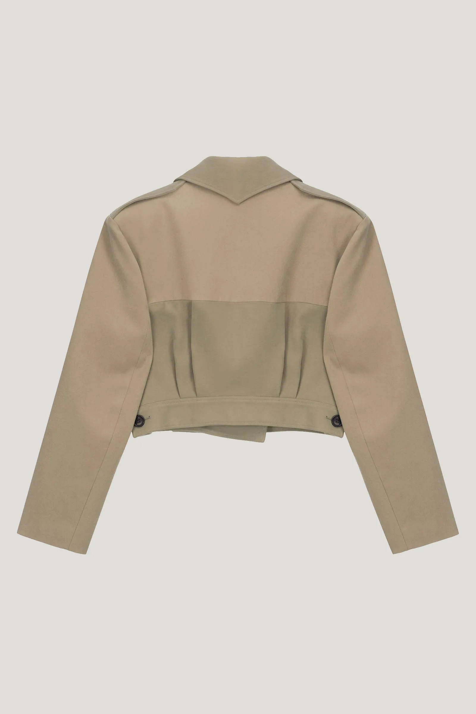 Khaki Cropped Button Jacket