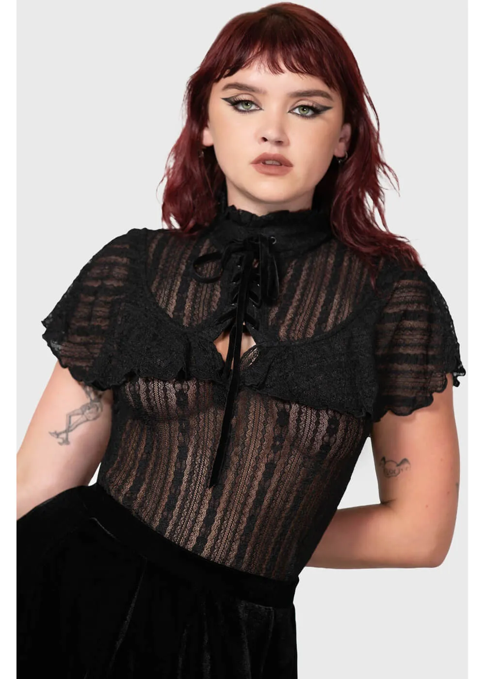 Killstar Atala's Night Lace Top Black