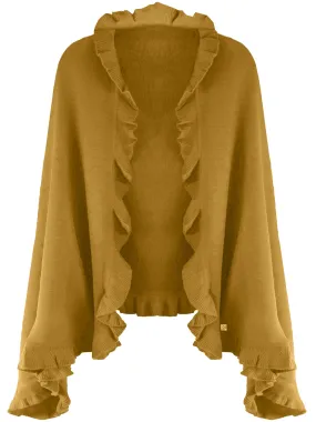 Knit Poncho Shawl With Ruffled Edge