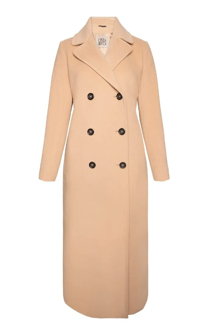 Ladies Wool Cashmere Double Breasted Coat