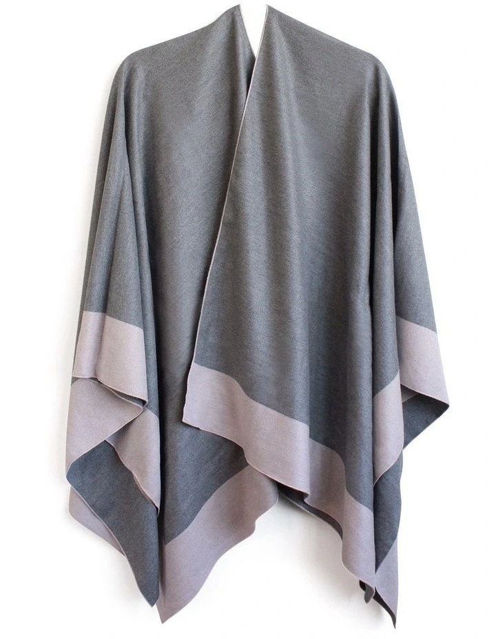 Leonora Poncho in Pink/Grey