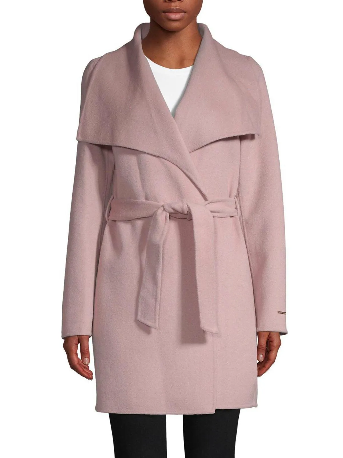 Lightweight Wool Wrap Coat Jacket - Powder Pink