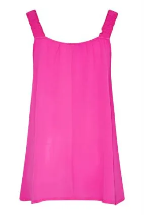 LIMITED COLLECTION Curve Hot Pink Shirred Strap Vest Top