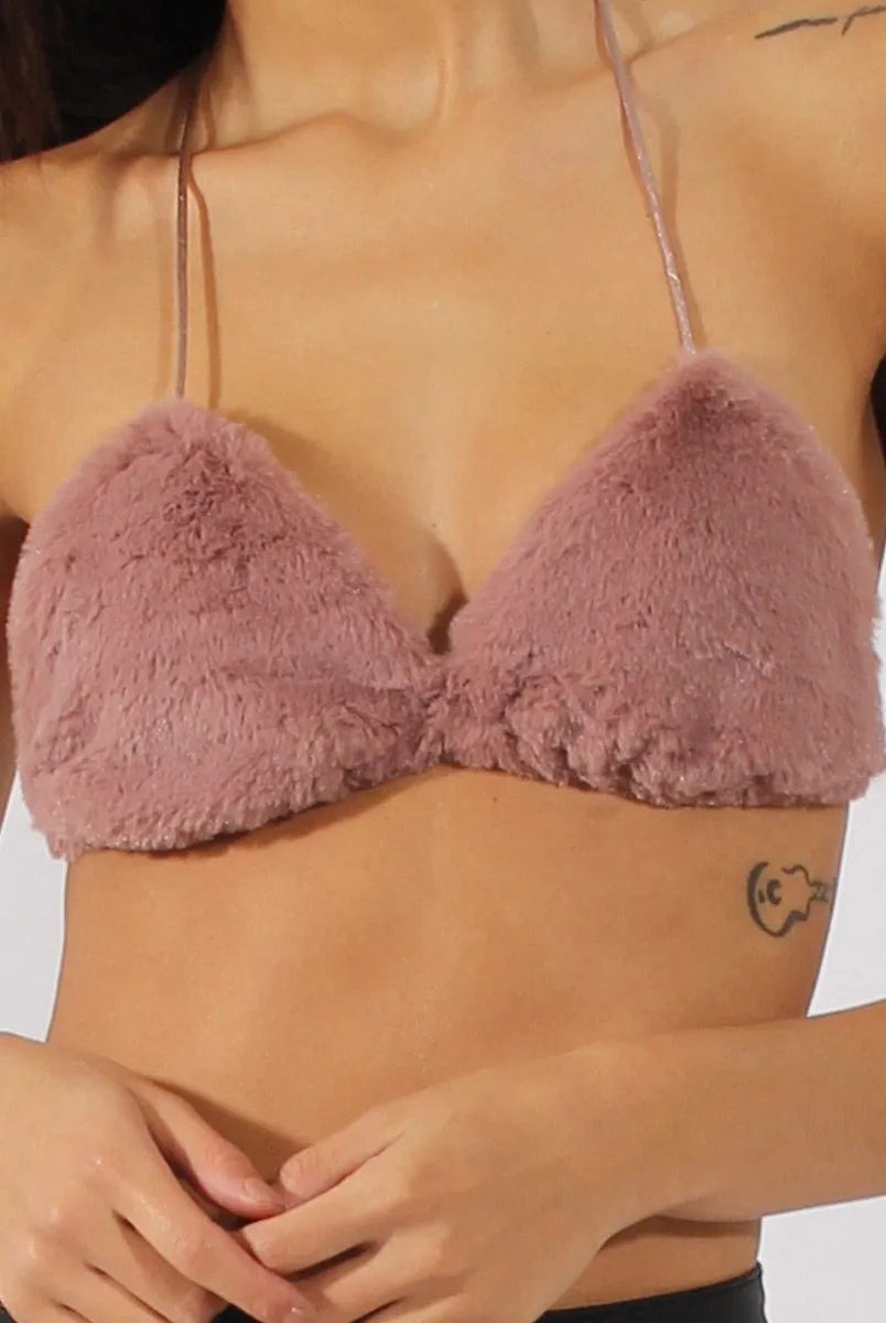 Mauve Faux Fur Bralet - Immi