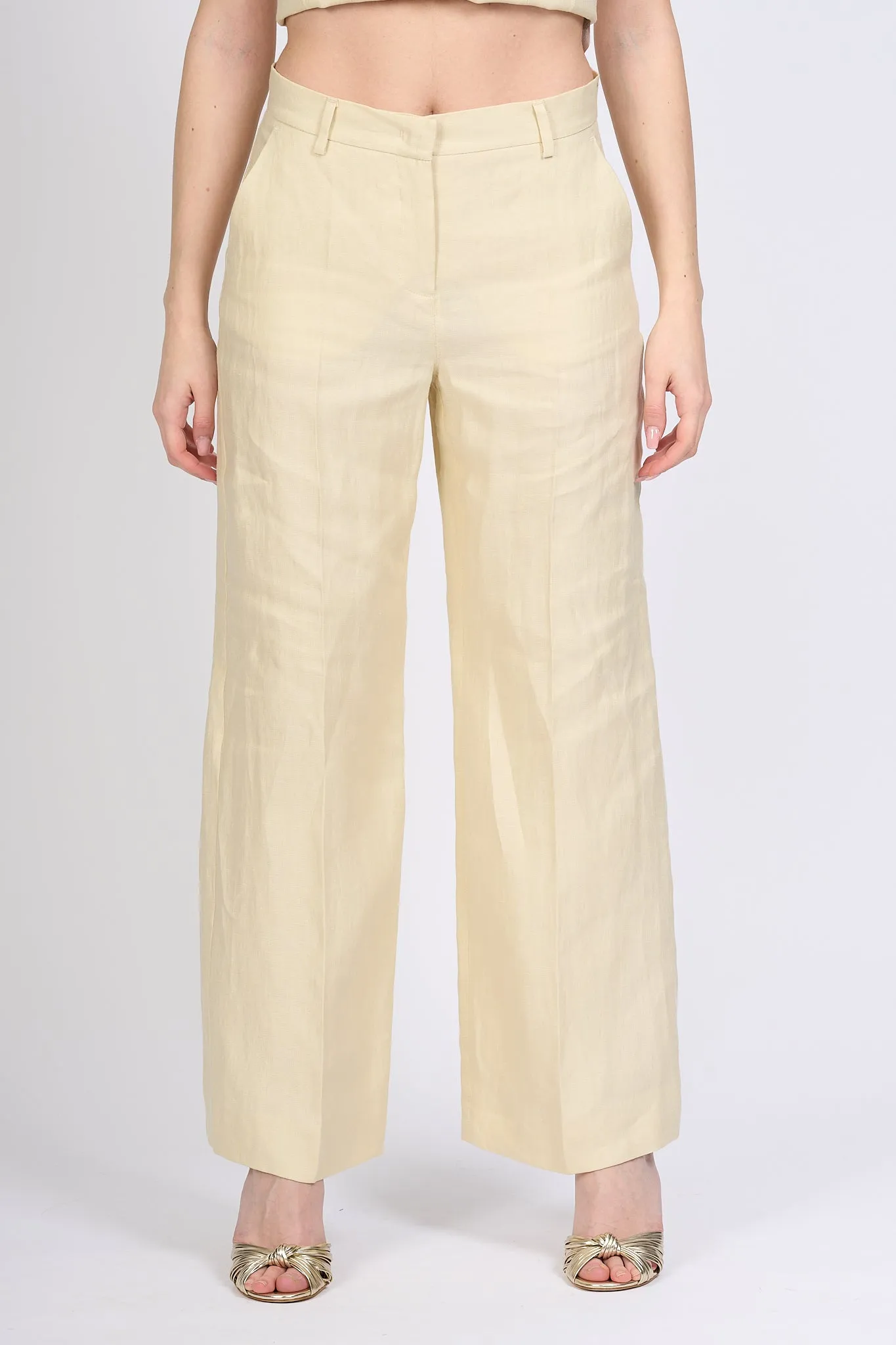 Max Mara Weekend Pantalone Malizia Lino Sabbia Donna