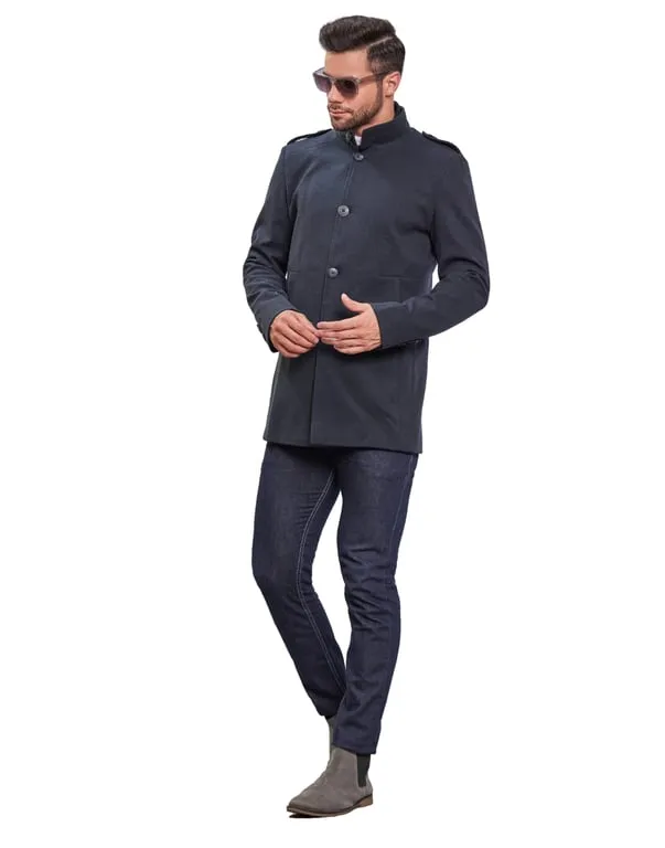 Men Coat Prussian Blue Color