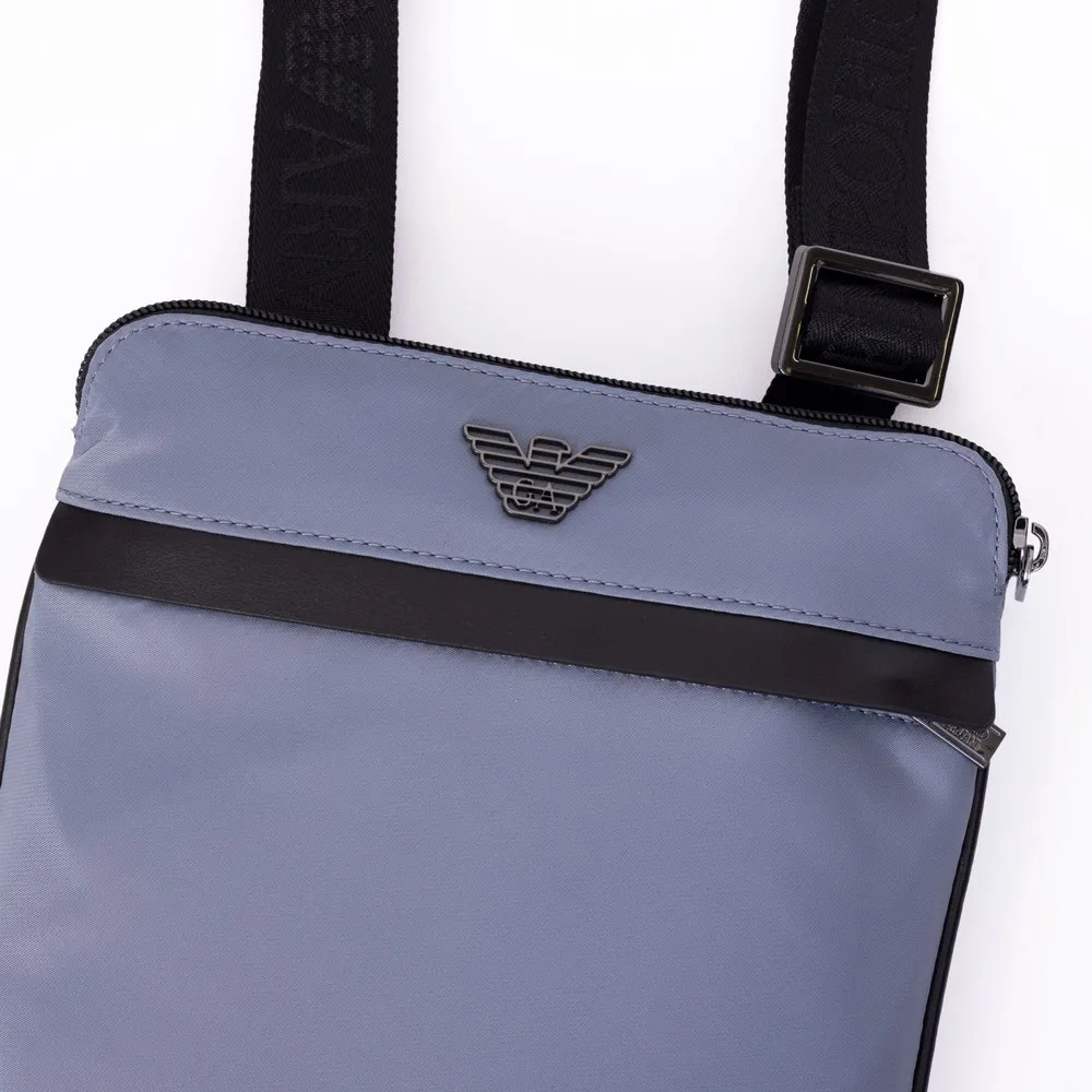 Mens Grey Nylon Small Messenger