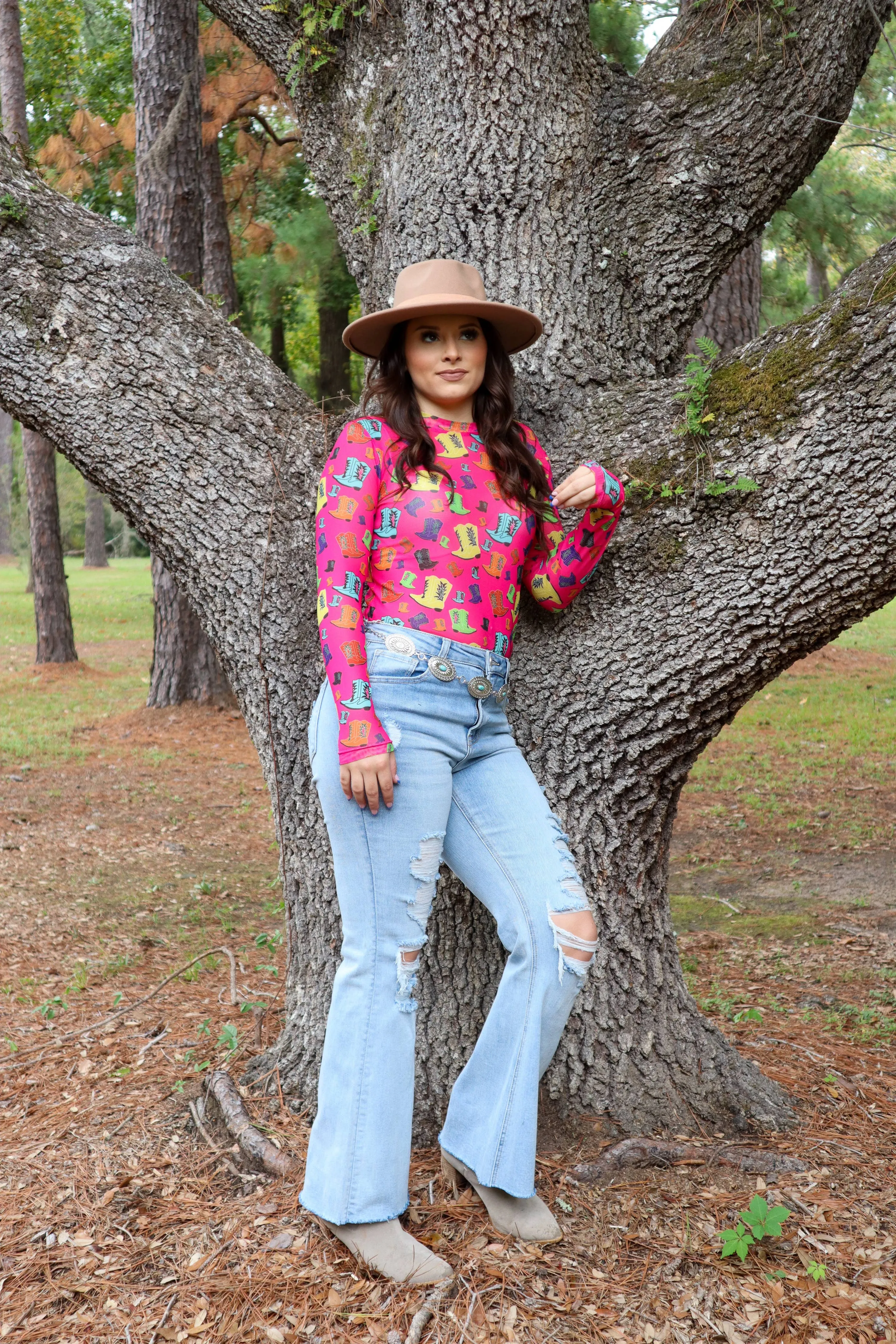 Mesh Top Cactus Boots pink