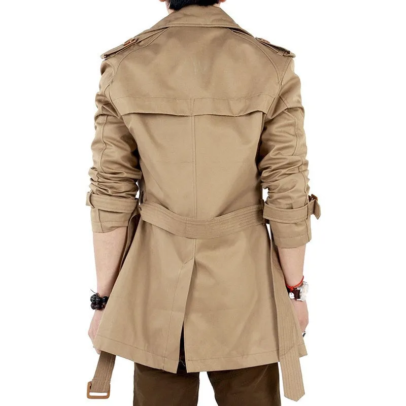 Mid-length men's trench coat