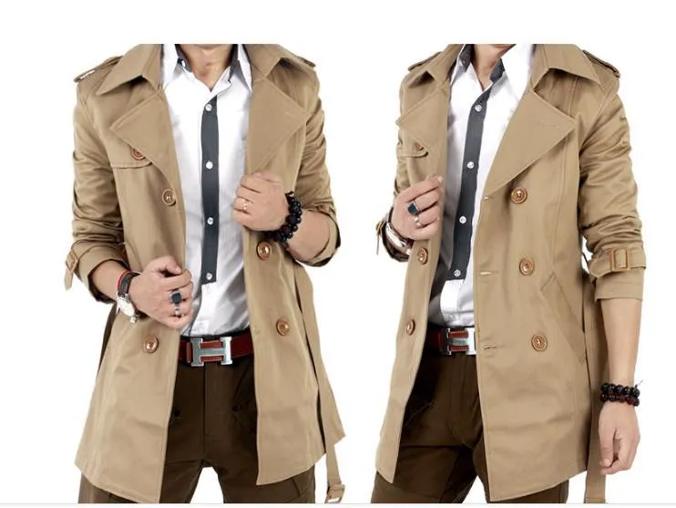 Mid-length men's trench coat