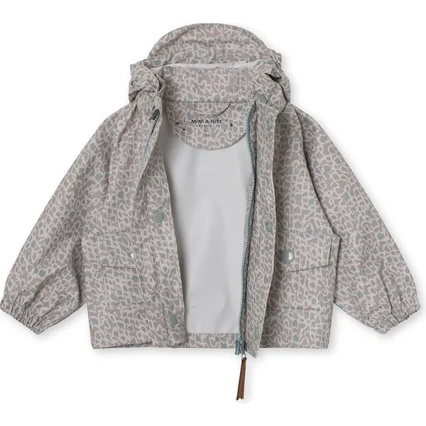 Mini A Ture Julien Rain Jacket, Print Vapor Grey