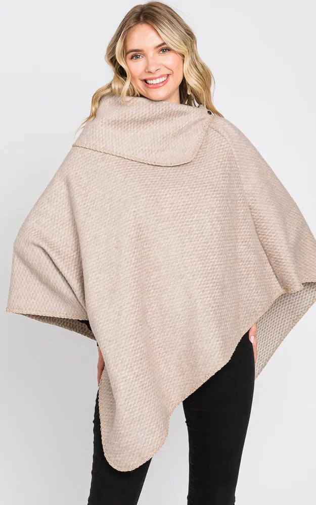 MS0330 SOLID TEXTURED NECK PONCHO