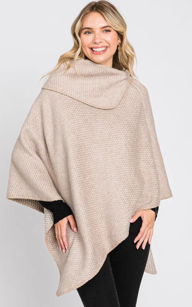 MS0330 SOLID TEXTURED NECK PONCHO