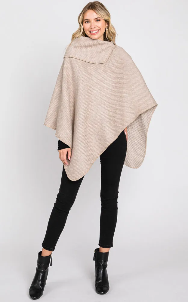 MS0330 SOLID TEXTURED NECK PONCHO