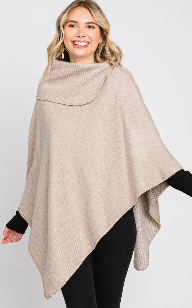 MS0330 SOLID TEXTURED NECK PONCHO