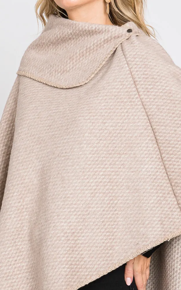 MS0330 SOLID TEXTURED NECK PONCHO