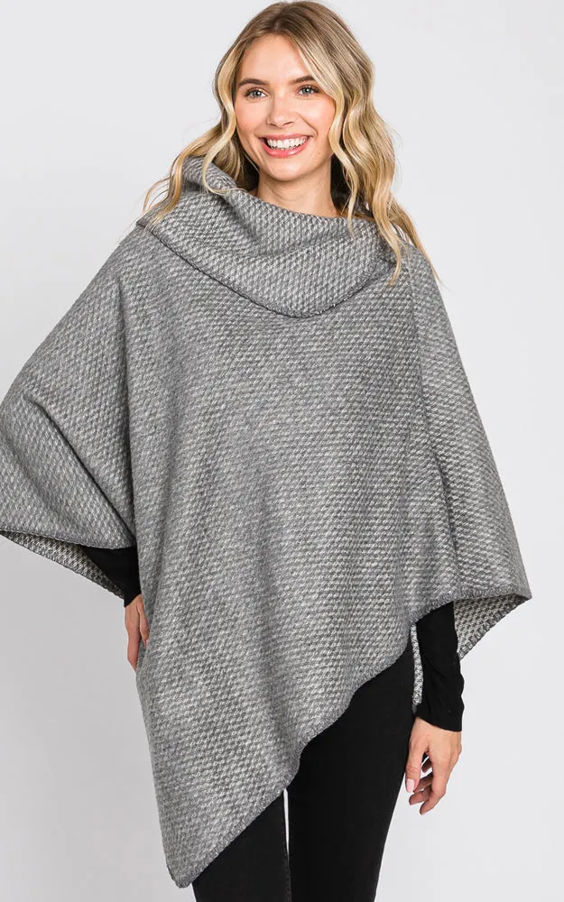 MS0330 SOLID TEXTURED NECK PONCHO