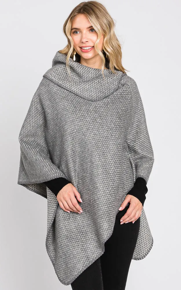 MS0330 SOLID TEXTURED NECK PONCHO