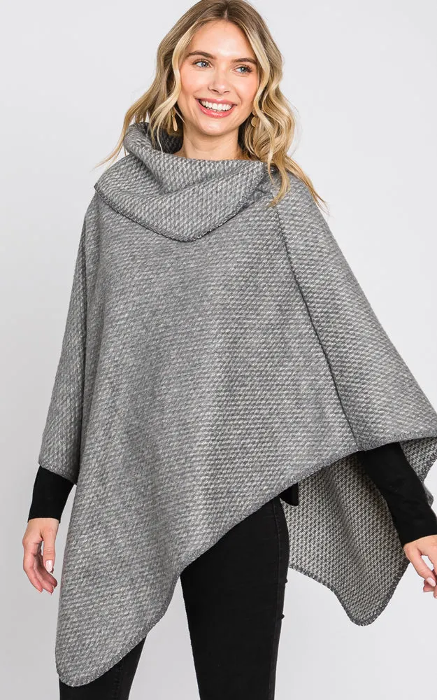 MS0330 SOLID TEXTURED NECK PONCHO