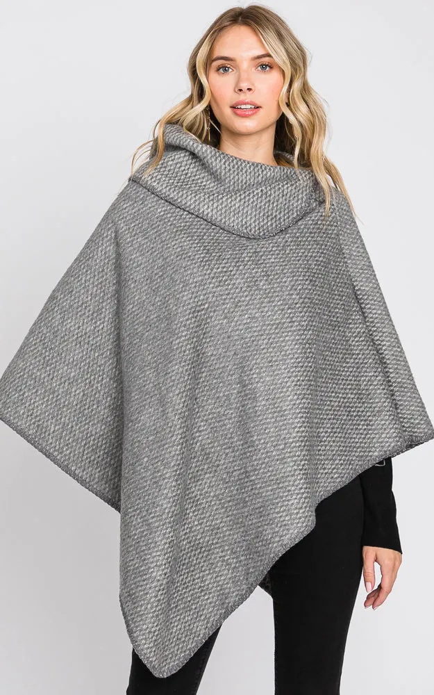 MS0330 SOLID TEXTURED NECK PONCHO