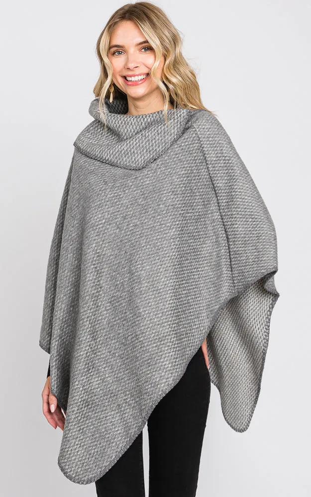 MS0330 SOLID TEXTURED NECK PONCHO