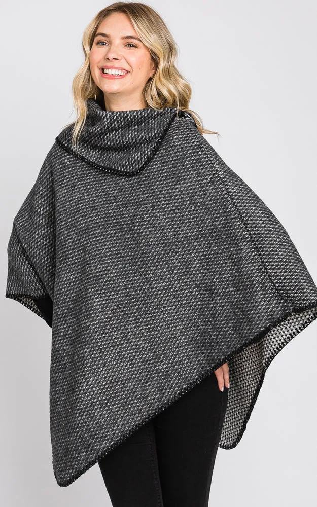 MS0330 SOLID TEXTURED NECK PONCHO